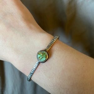 Sterling silver stacking turquoise cuff